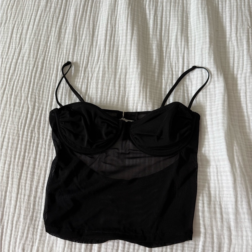 White Fox Boutique Black Mesh Tank Top